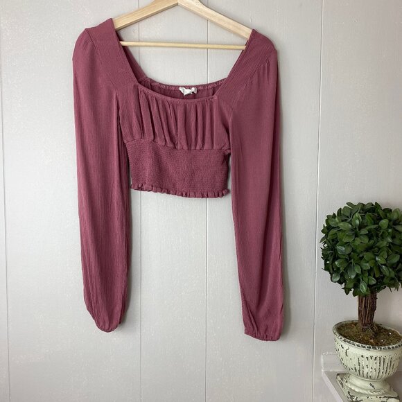 LA Hearts-Pacsun Rose Pink Long Sleeve Crop Top Size Small - Picture 7 of 7